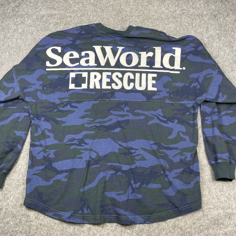 Sea World Rescue Shirt Spirit Jersey Navy Blue Camouflage XL Long‎ Sleeve